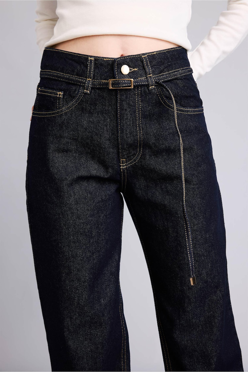 Woman Blue Black Trousers