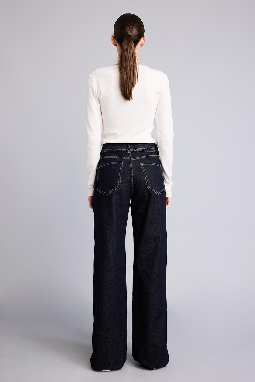 Woman Blue Black Trousers