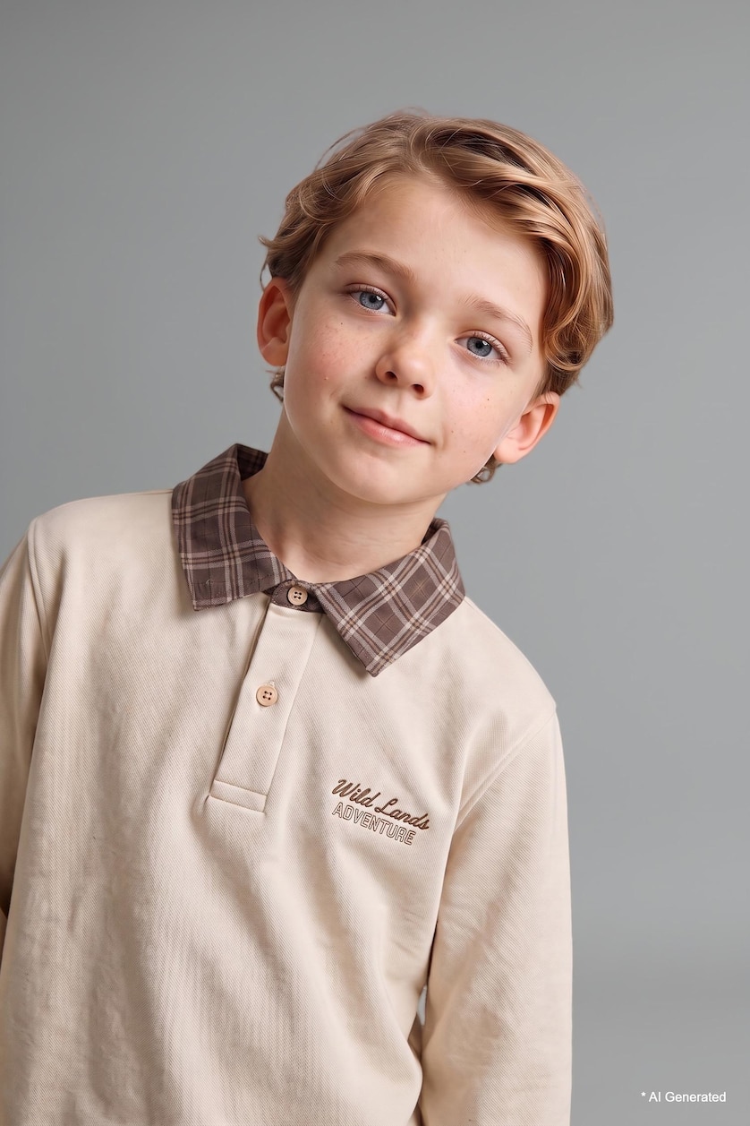 Baby Boys Beige 2 piece Regular Fit Shirt Collar Set