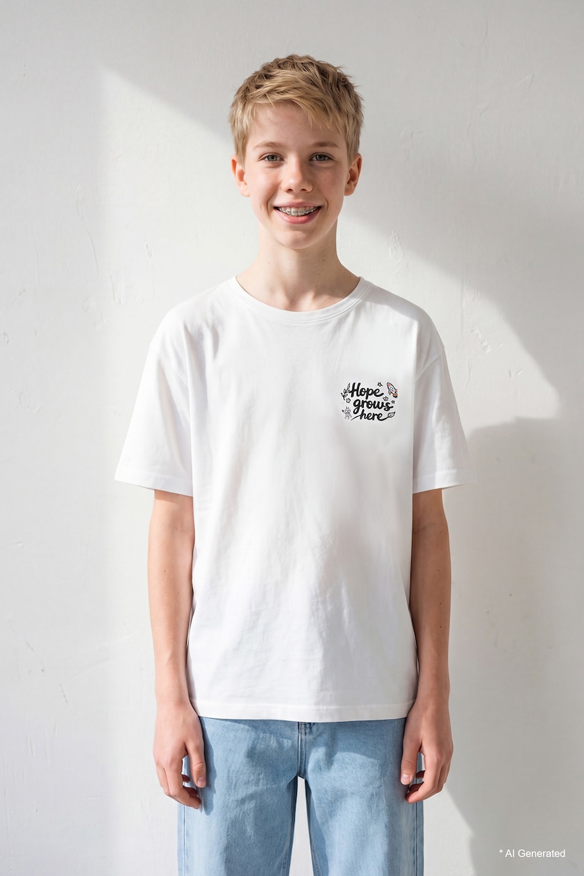Young Boys - Teen Boys White Regular Fit Short Sleeve T-Shirt
