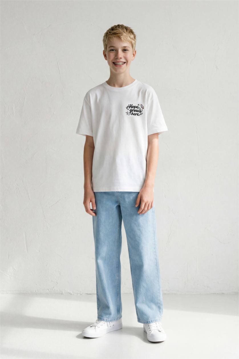 Kız Çocuk - Genç Kız Beyaz Bahçeşehir Koleji x DeFacto Resimli Tişört