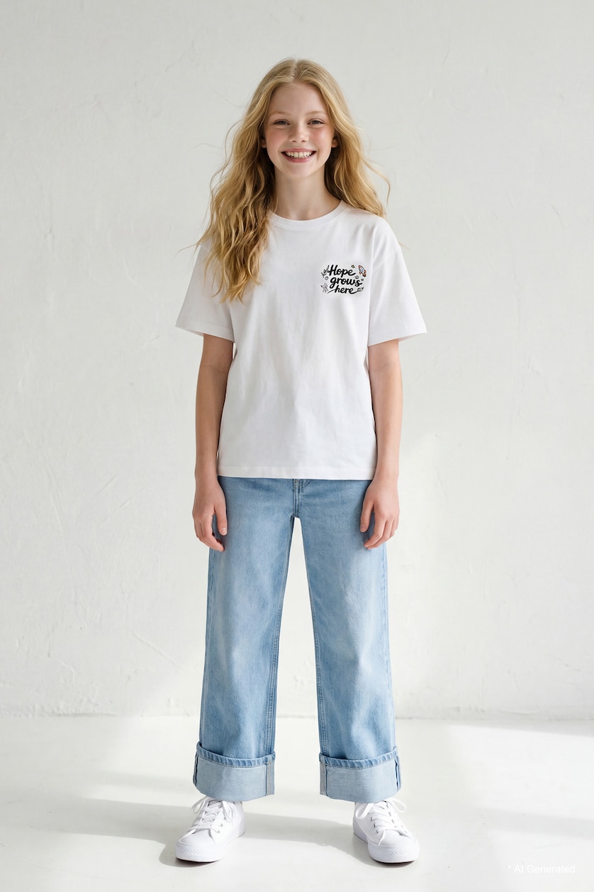 Young Boys - Teen Boys White Regular Fit Short Sleeve T-Shirt
