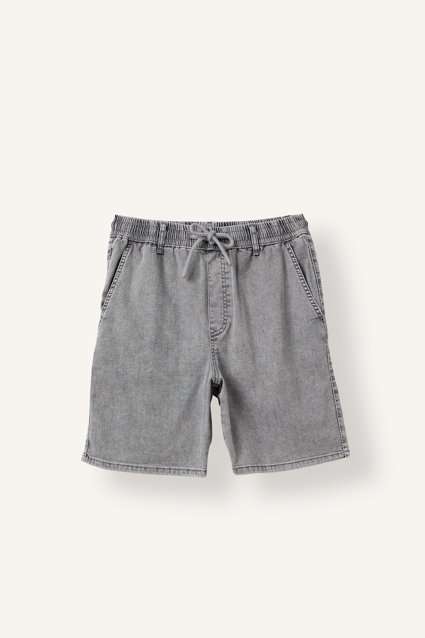 Erkek Açık Gri Relax Fit Denim Bermuda Şort