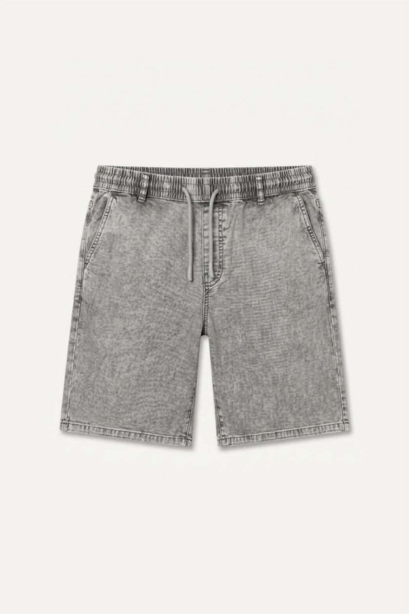 Erkek Açık Gri Relaxed Fit Jean Bermuda Şort