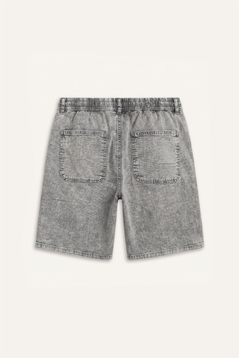 Erkek Açık Gri Relaxed Fit Jean Bermuda Şort