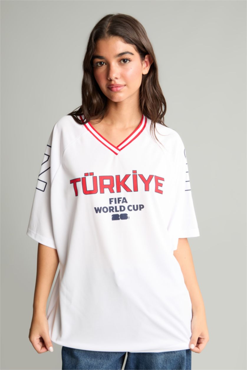 Women White Oversize Fit Short Sleeve T-Shirt