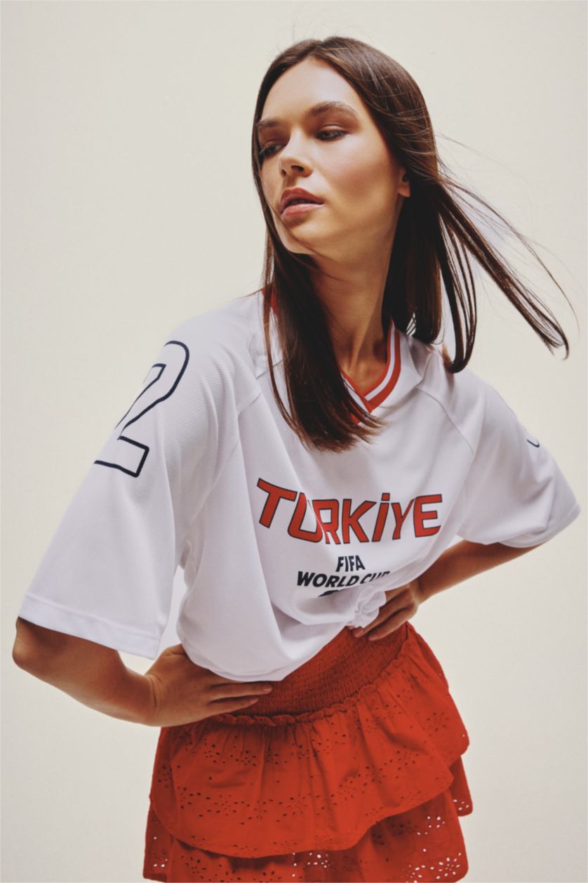 Women White Oversize Fit Short Sleeve T-Shirt