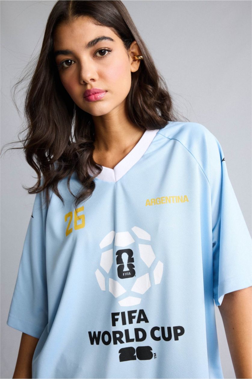 Women Light Blue Oversize Fit Short Sleeve T-Shirt