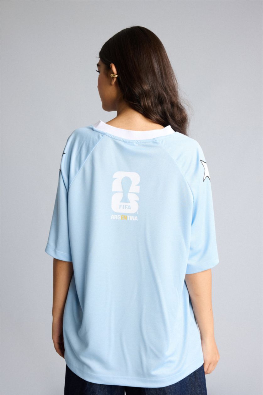 Women Light Blue Oversize Fit Short Sleeve T-Shirt