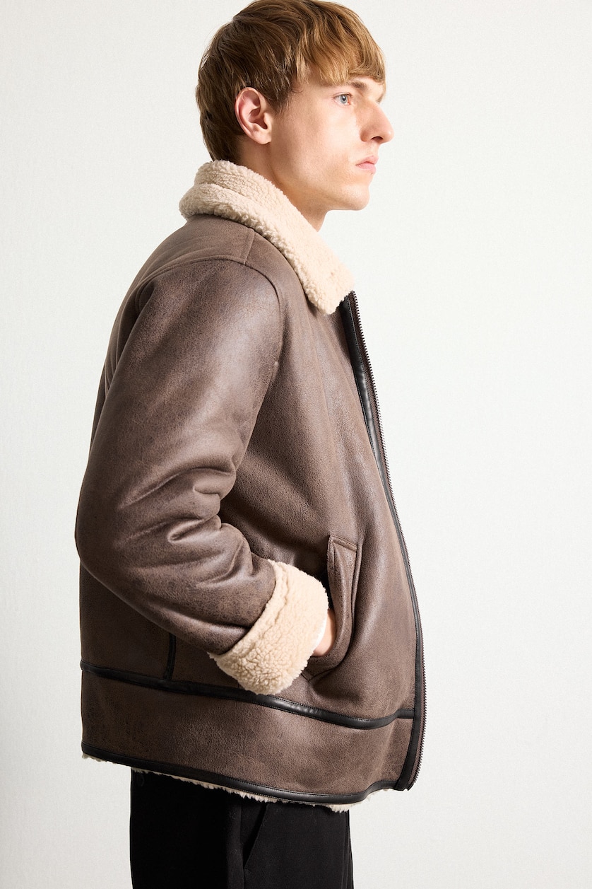 Men Brown Zipper Puffer Jacket