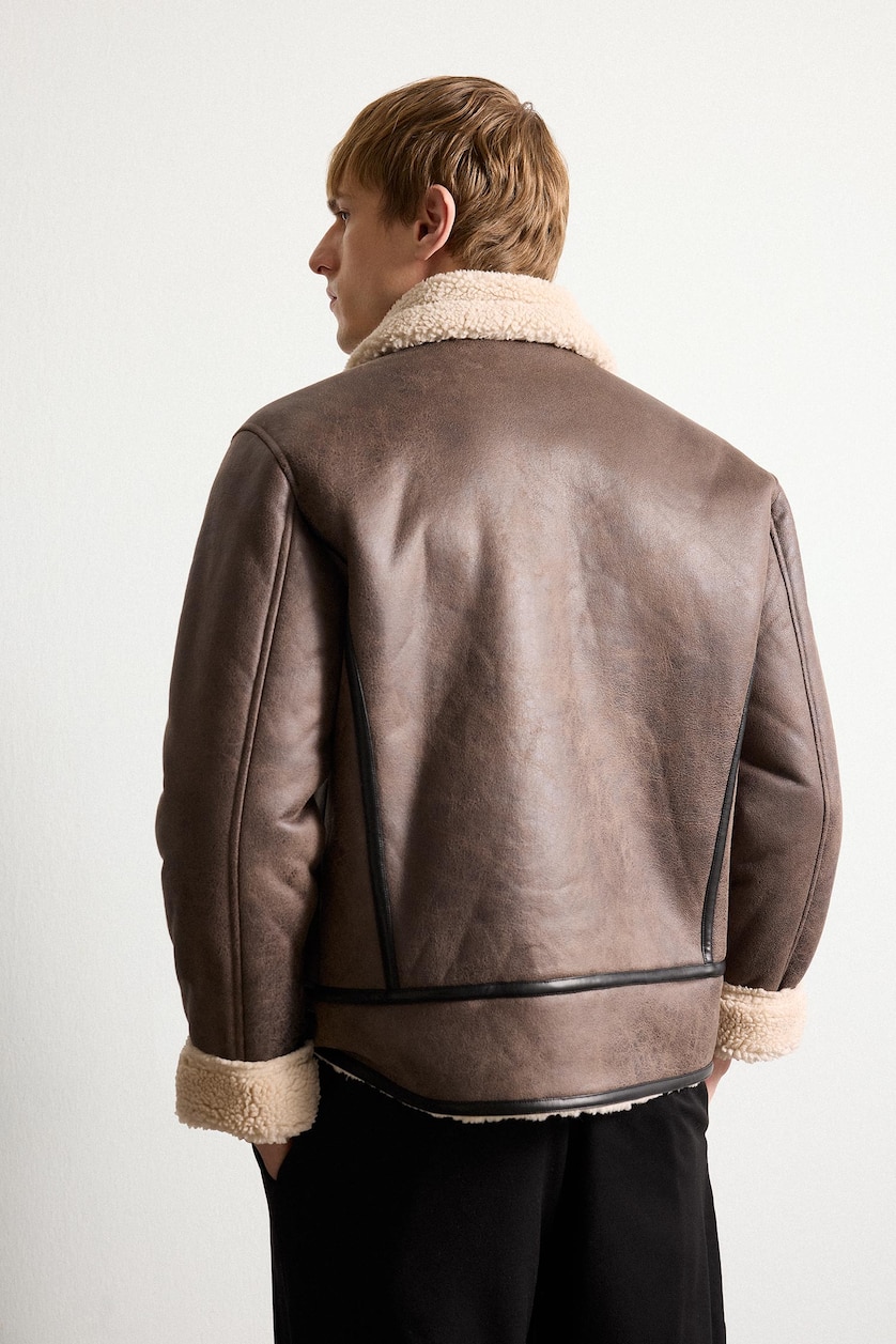 Men Brown Zipper Puffer Jacket