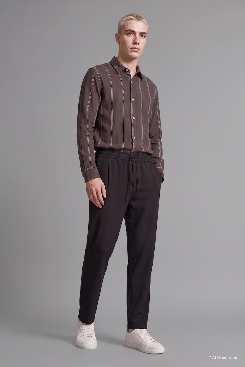 MAN Light Brown Regular Fit Cotton Long Sleeve Shirt