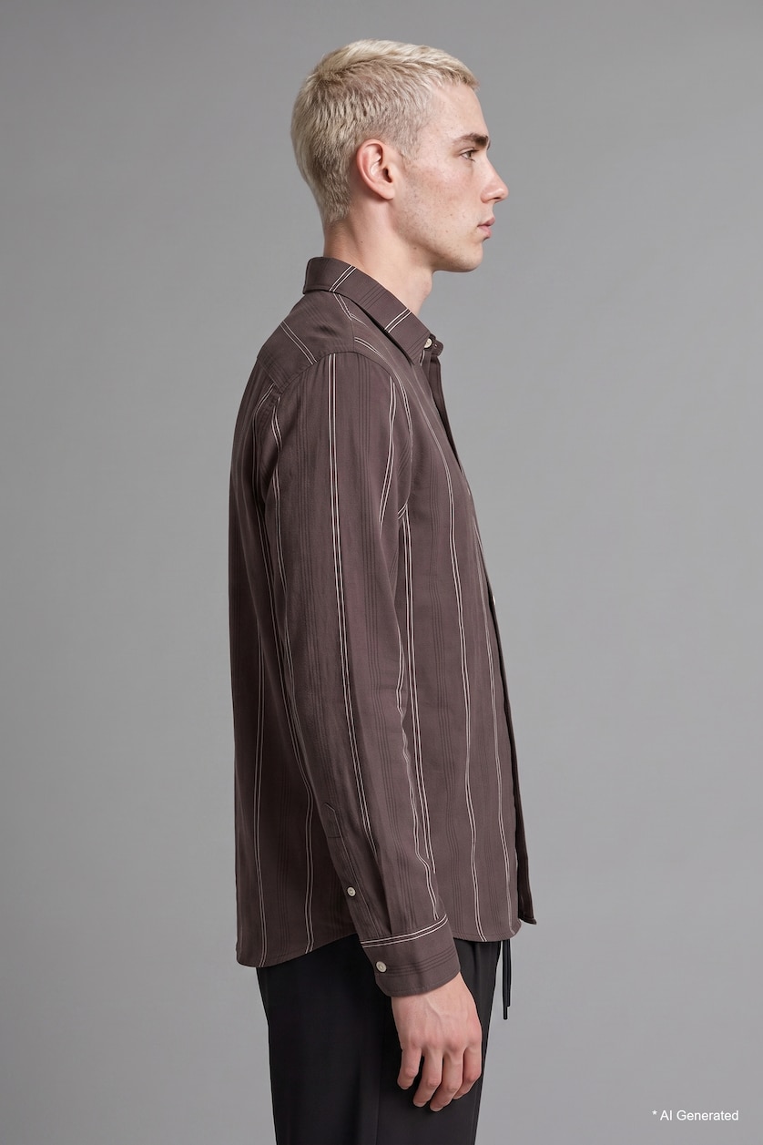 MAN Light Brown Regular Fit Cotton Long Sleeve Shirt