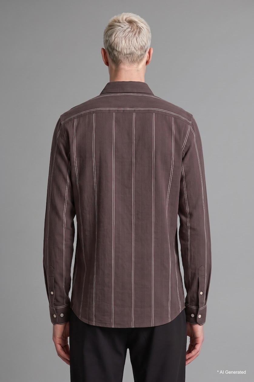 MAN Light Brown Regular Fit Cotton Long Sleeve Shirt