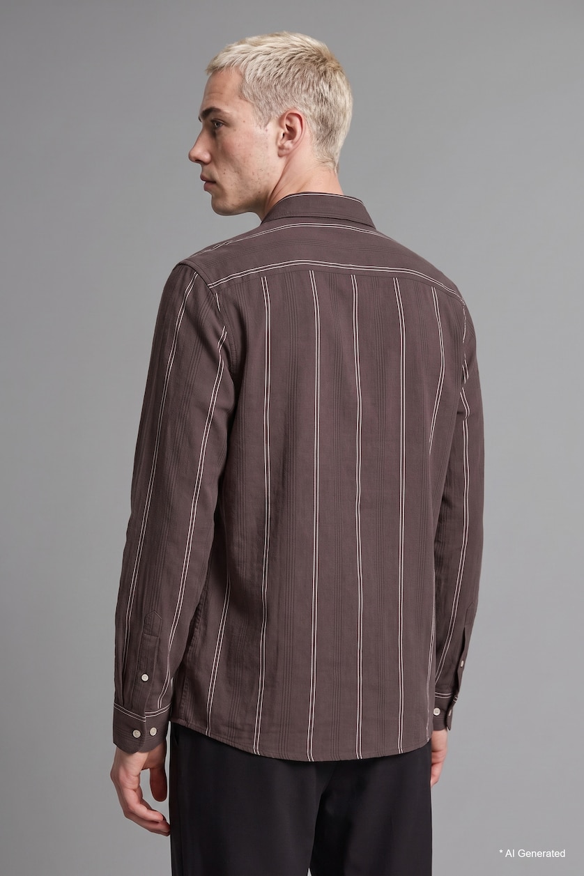 MAN Light Brown Regular Fit Cotton Long Sleeve Shirt