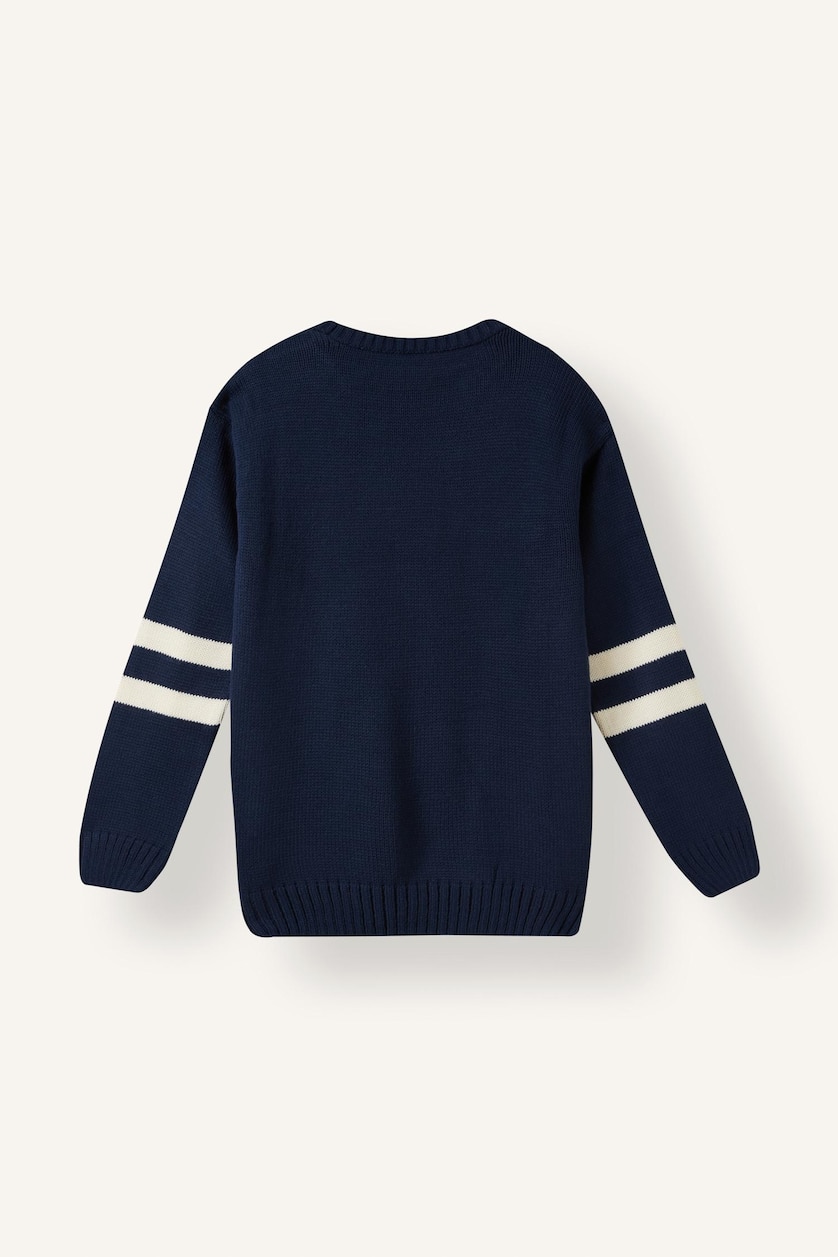 Young Boys - Teen Boys NAVY Boy Oversize Fit Embroidered Crew Neck Pullover