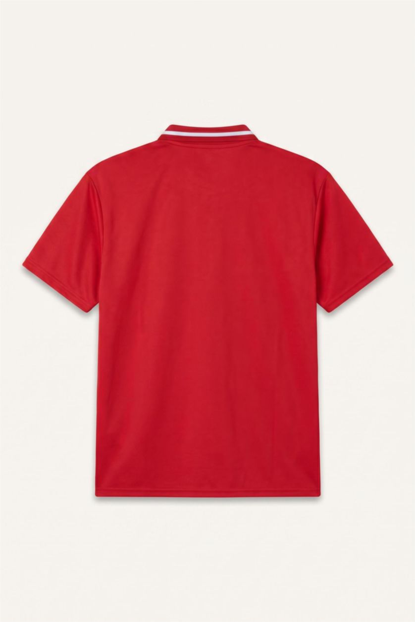 Men Red Boxy Fit Short Sleeve Polo T-Shirt