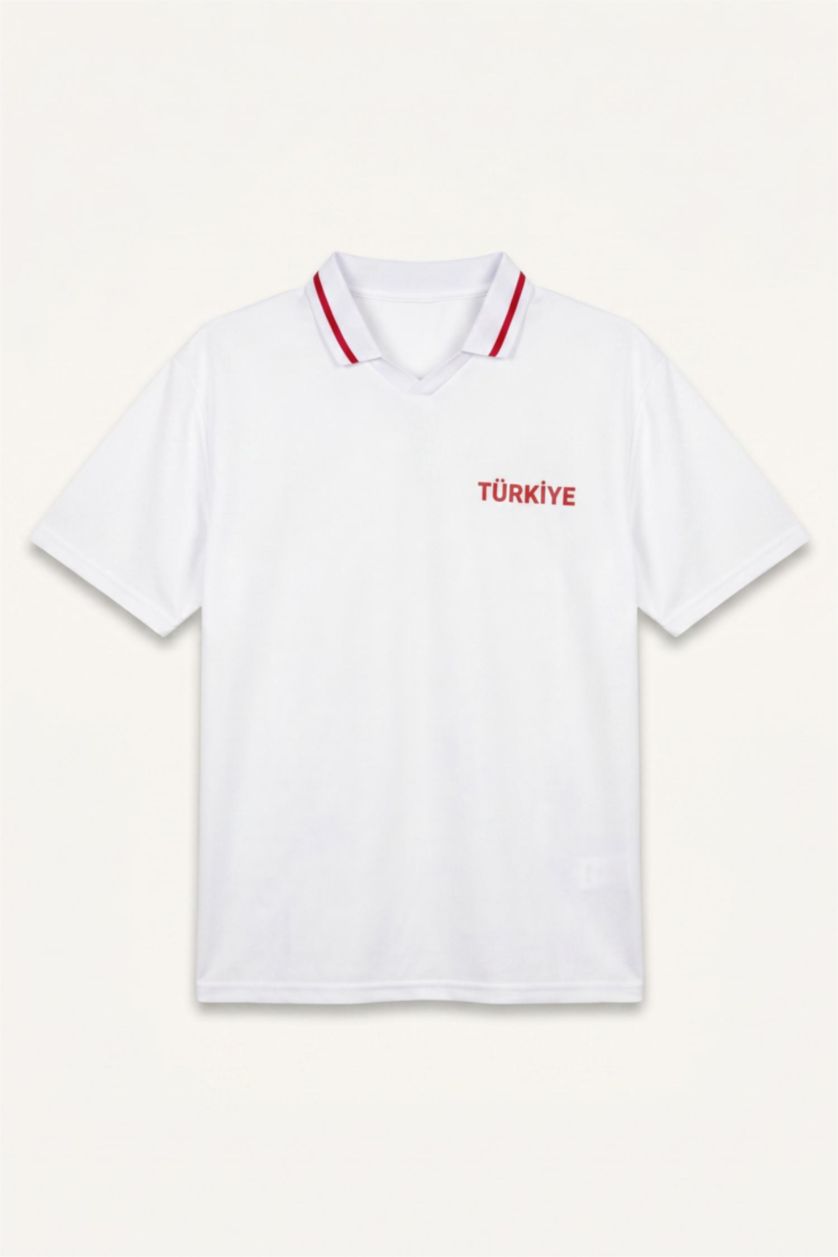 Men White Boxy Fit Short Sleeve Polo T-Shirt