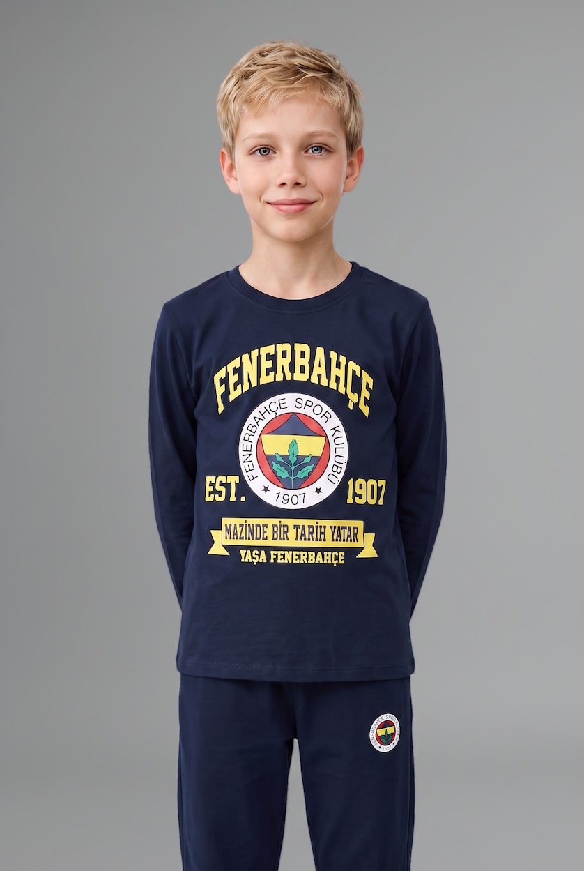 Young Boys - Teen Boys NAVY 2 piece Regular Comfort Fit Knitted Pyjamas