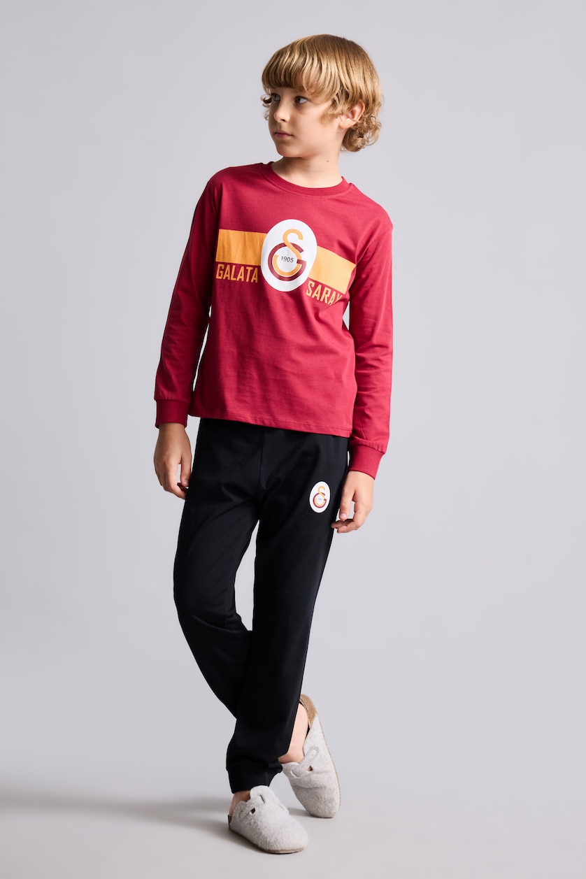 Erkek Çocuk - Genç Erkek Kırmızı %100 Pamuk 2'li Takım Galatasaray Baskılı Erkek Çocuk