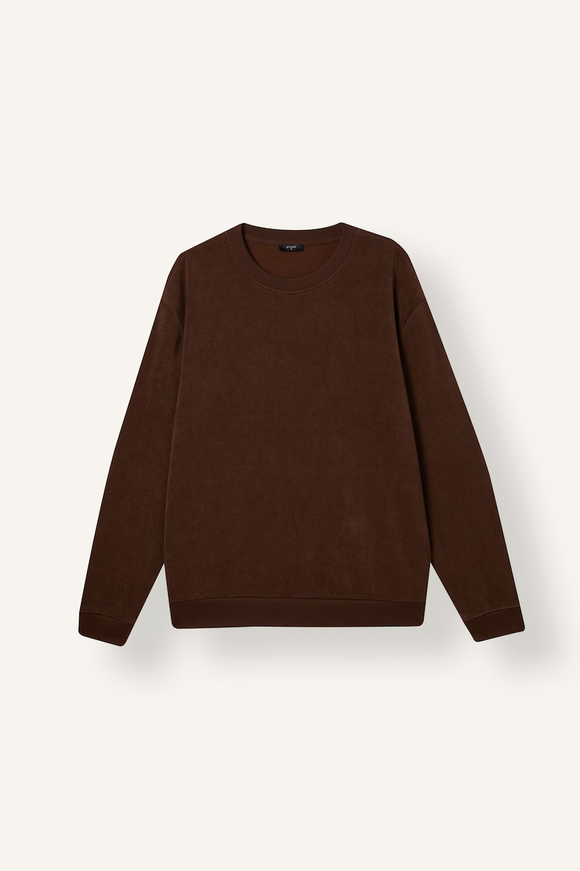 HOMME Marron Col rond Manche Longue Sweat- Shirt