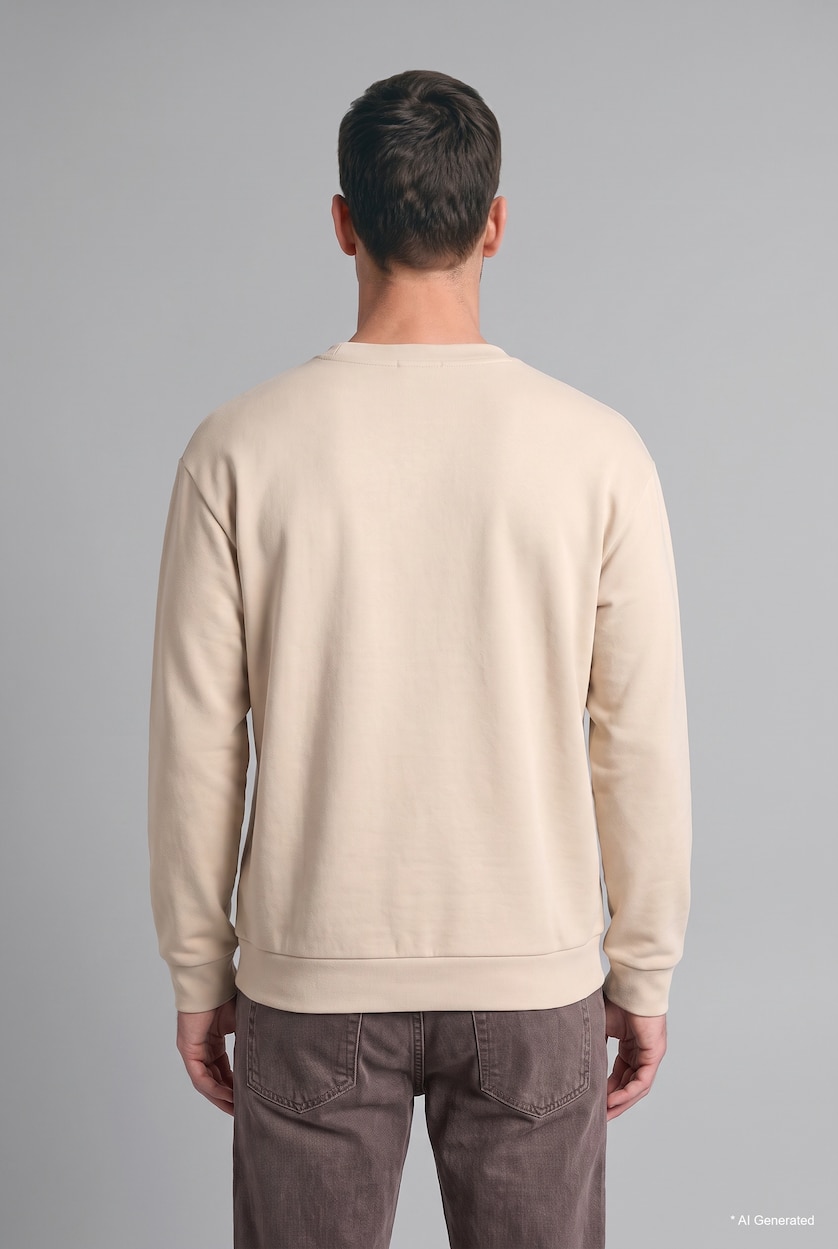 MAN Ecru Crew Neck Long Sleeve Sweatshirt