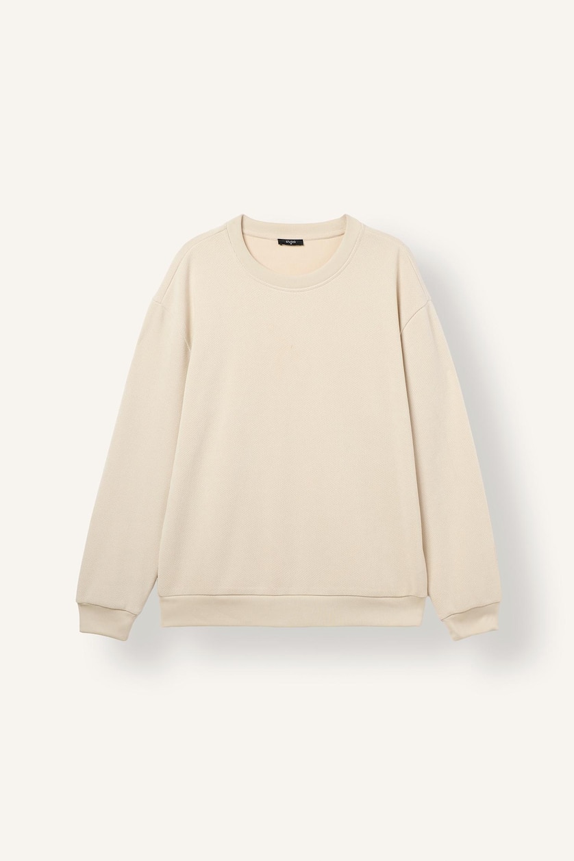 MAN Ecru Crew Neck Long Sleeve Sweatshirt