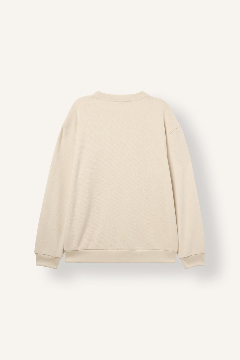 MAN Ecru Crew Neck Long Sleeve Sweatshirt