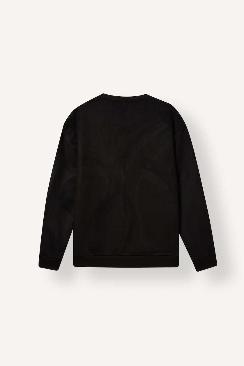 Man Black Crew Neck Long Sleeve Sweatshirt