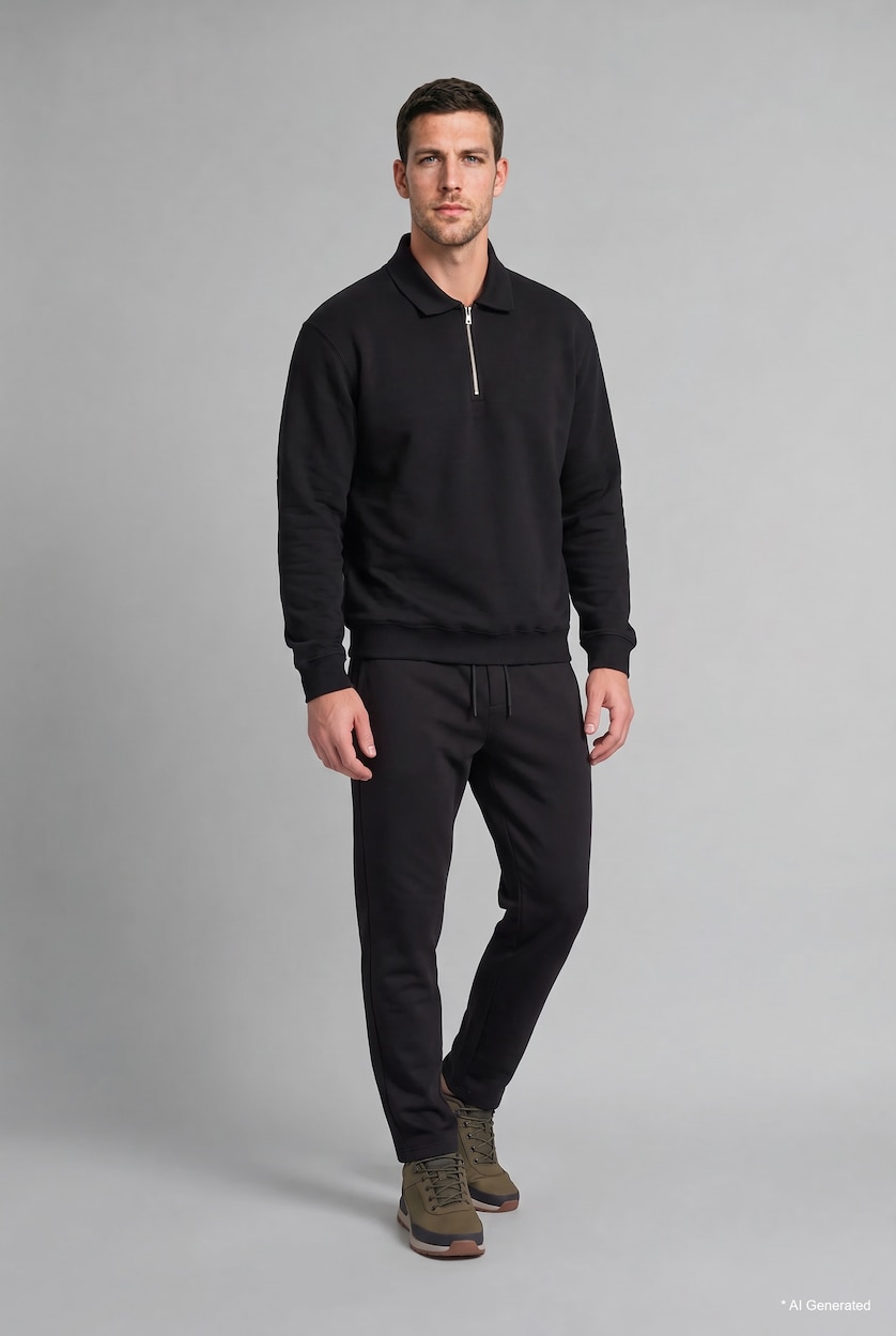 Man Black Regular Fit Sweatshirt