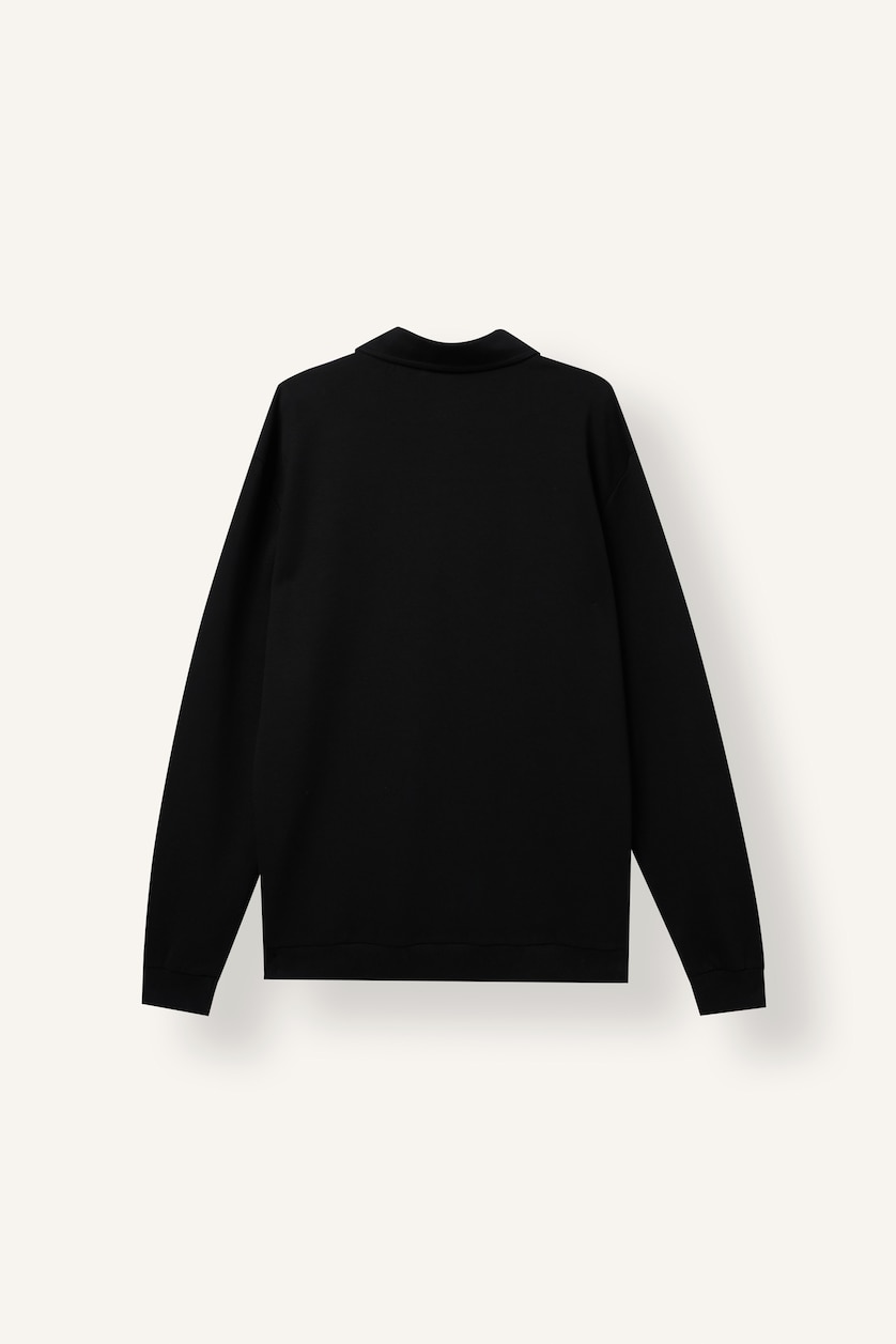 Erkek Siyah Regular Fit Fermuarlı Polo Basic Sweatshirt