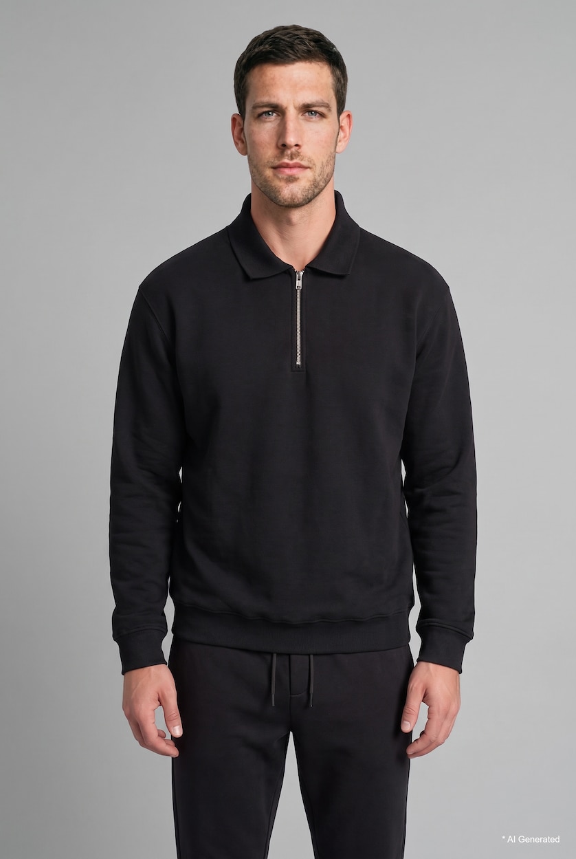 Man Black Regular Fit Sweatshirt