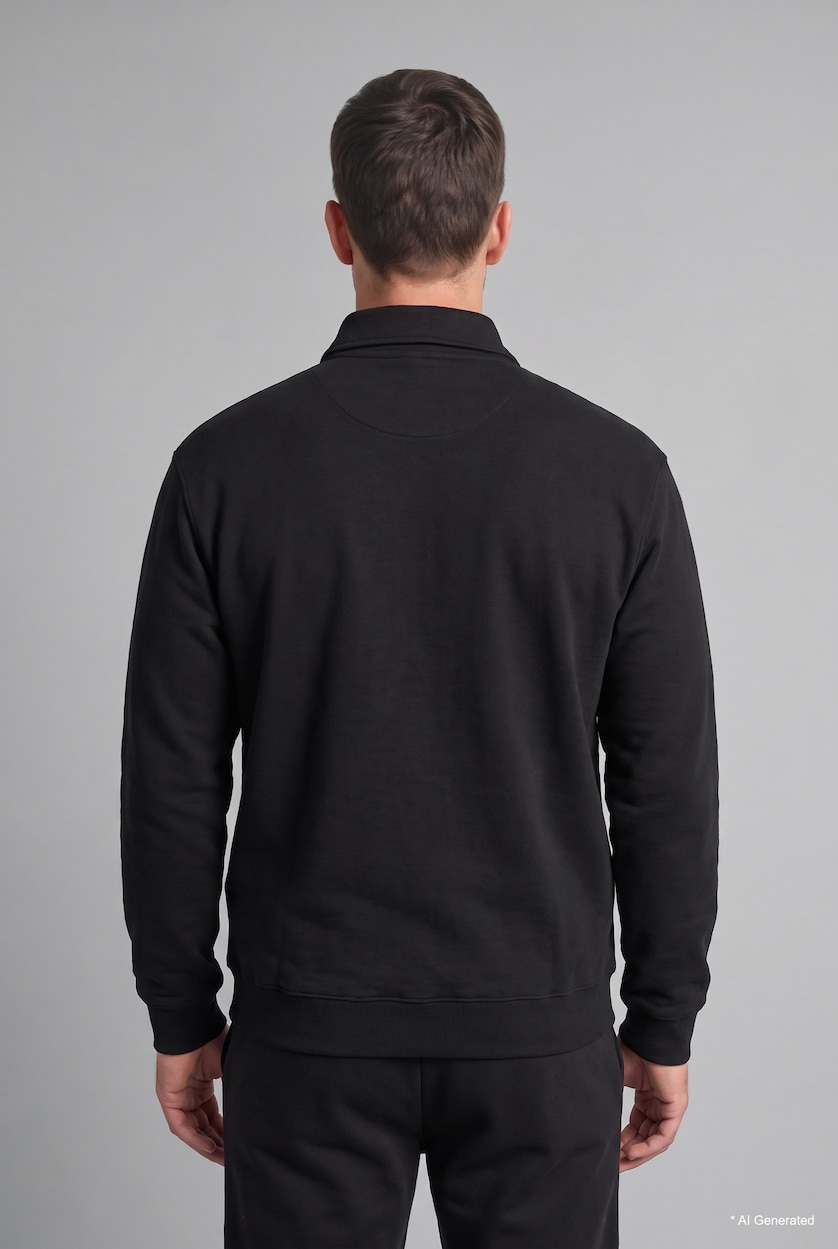Man Black Regular Fit Sweatshirt