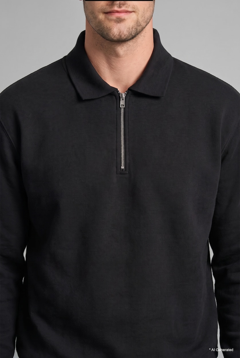 Man Black Regular Fit Sweatshirt