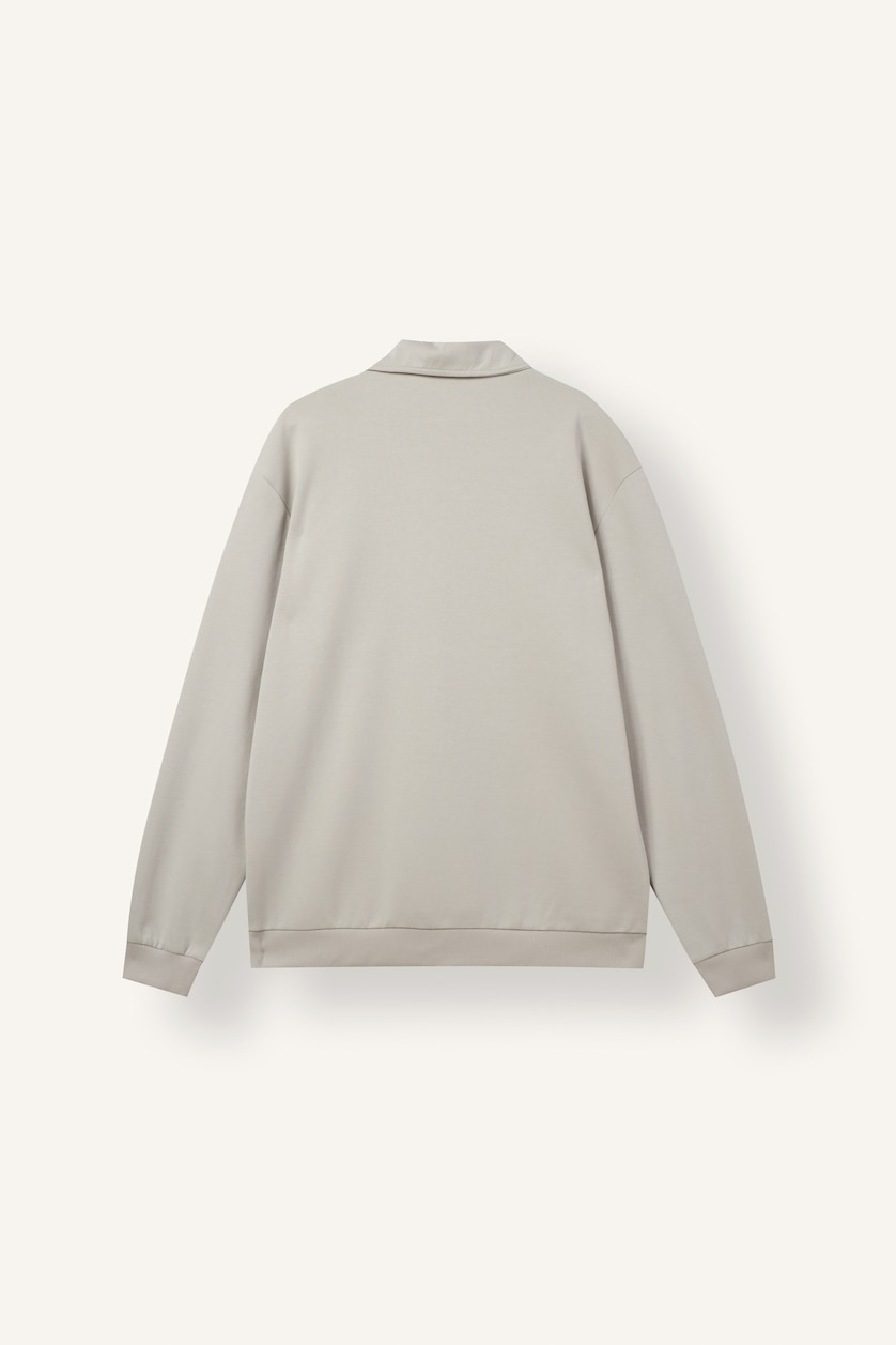 Erkek Taş Regular Fit Fermuarlı Polo Basic Sweatshirt