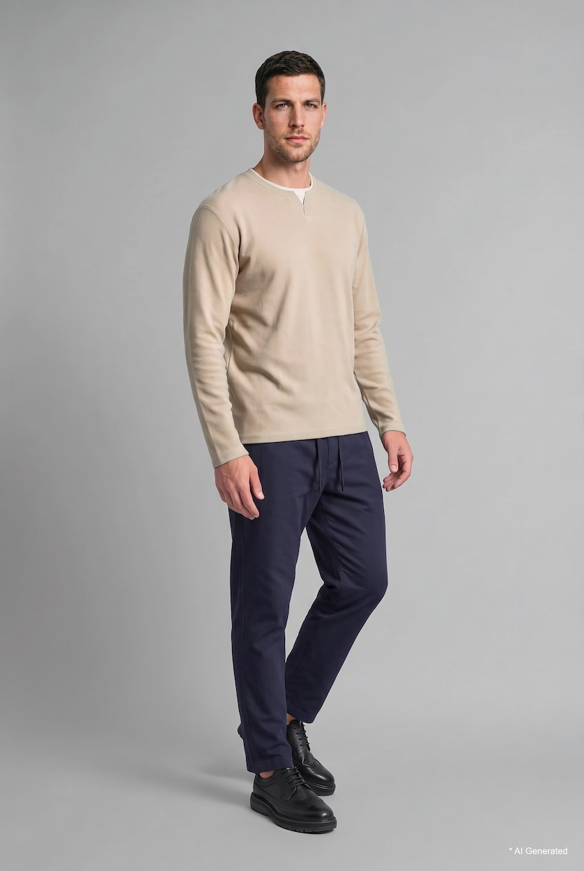 Man Beige Regular Fit Sweatshirt