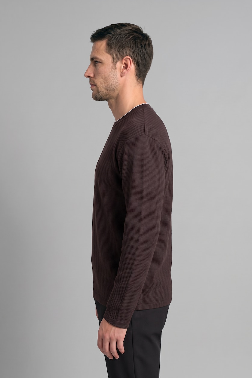 MAN Brown Regular Fit Waffle Knit Basic T-Shirt