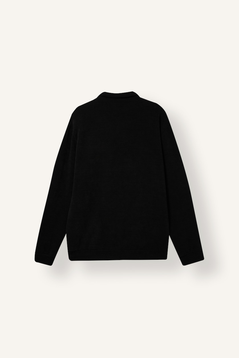 MAN Black Polo Collar Long Sleeve Sweatshirt