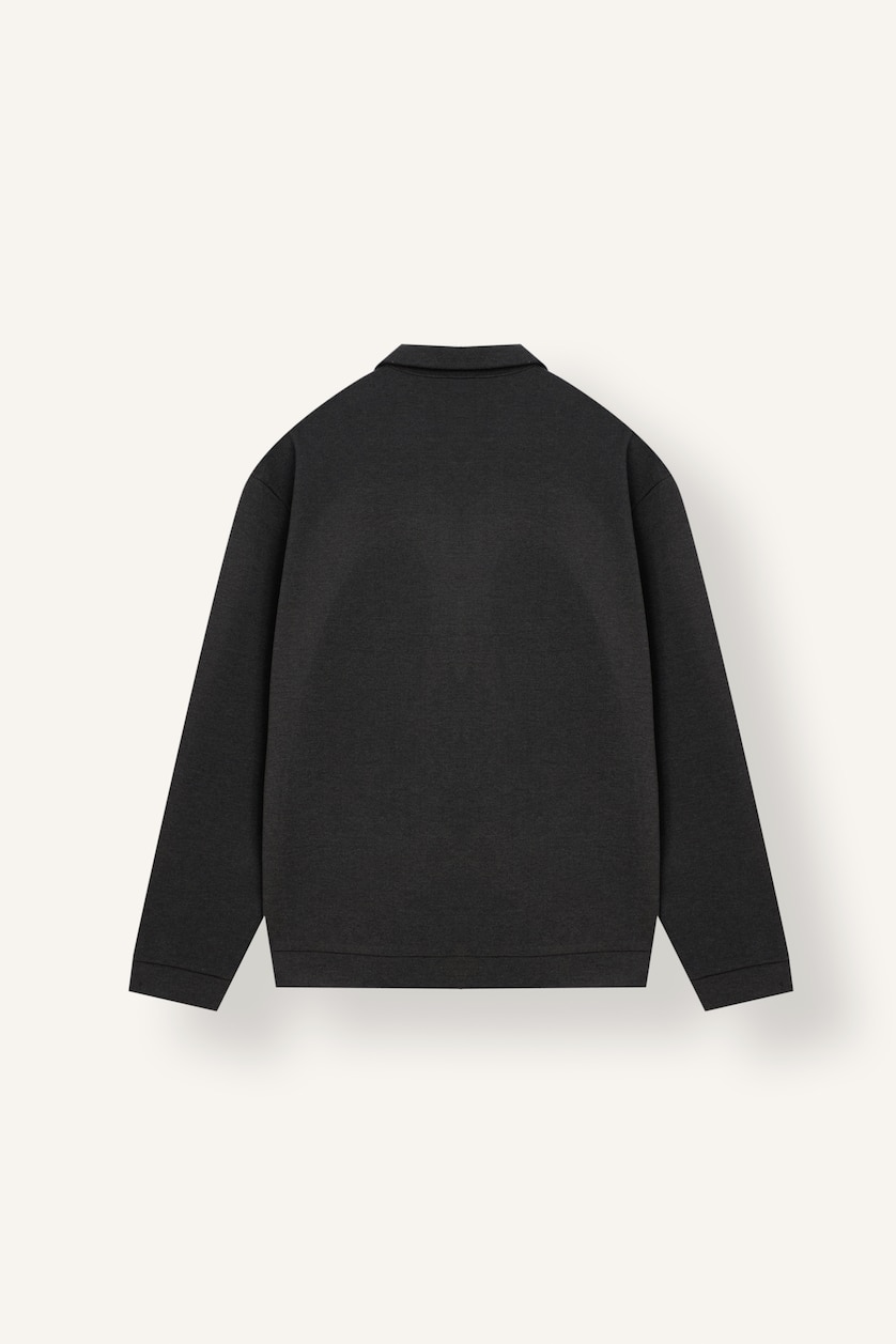 HOMME Anthracite Col Polo Manche Longue Sweat- Shirt