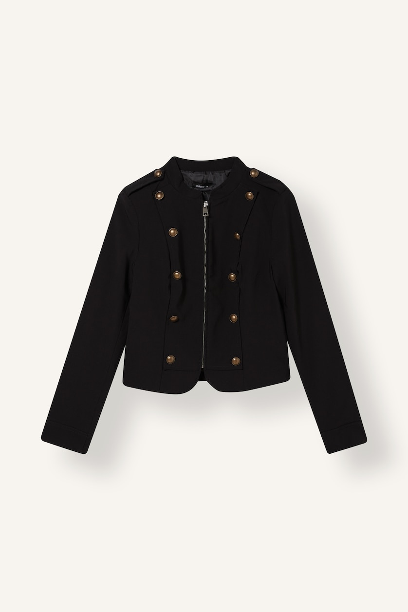 WOMAN Black High Neck Button Detail Bengalin Napoleon Jacket