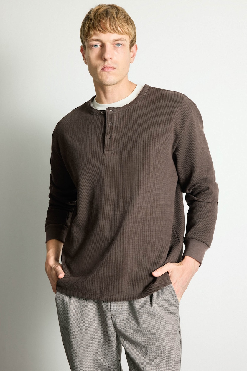 Men Brown Regular Fit Long Sleeve T-Shirt