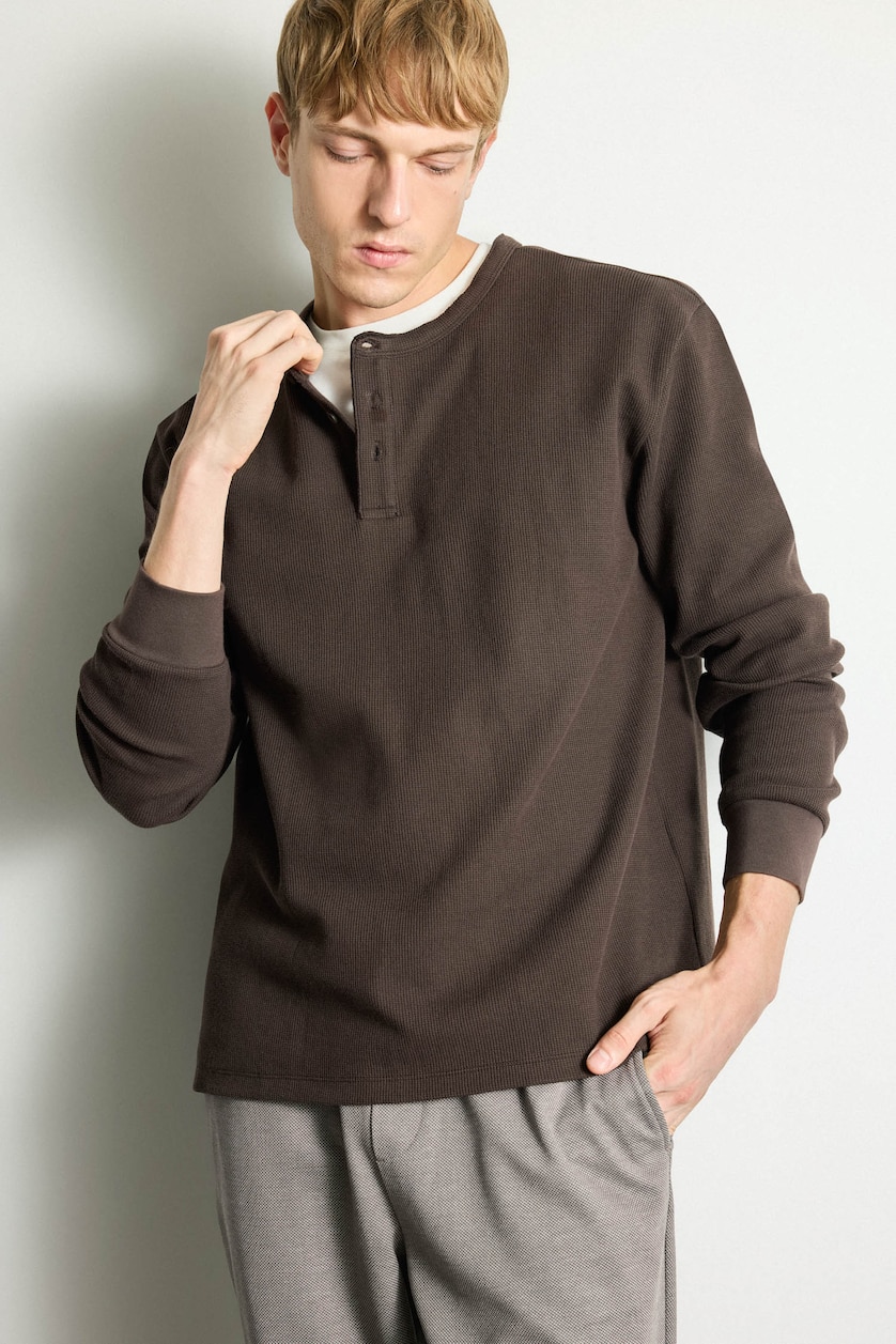 Men Brown Regular Fit Long Sleeve T-Shirt