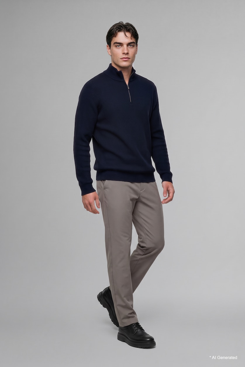 Men NAVY High Neck Pullover
