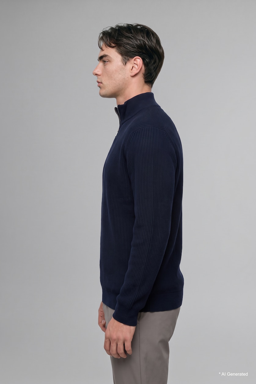 Men NAVY High Neck Pullover