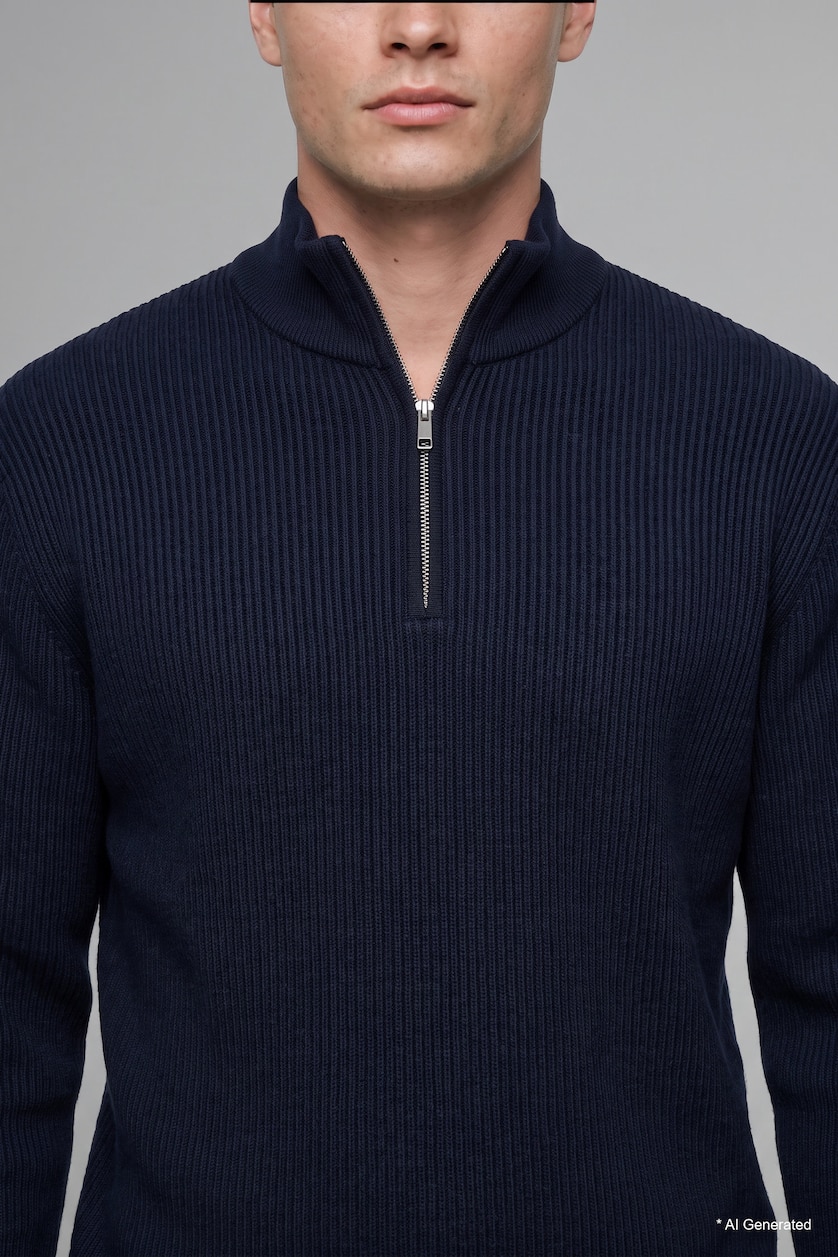 Men NAVY High Neck Pullover