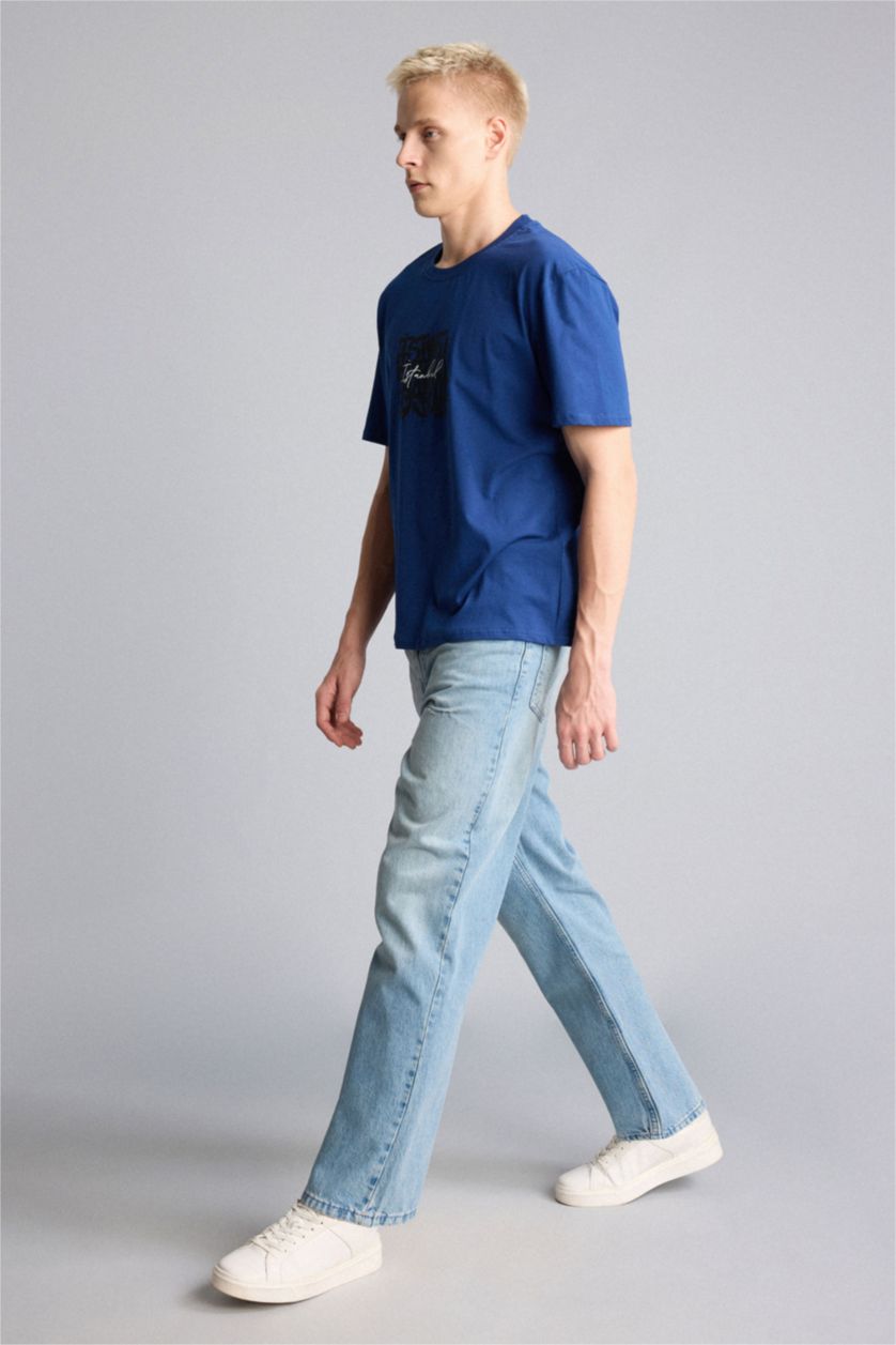 Men Light Blue Baggy Fit Trousers