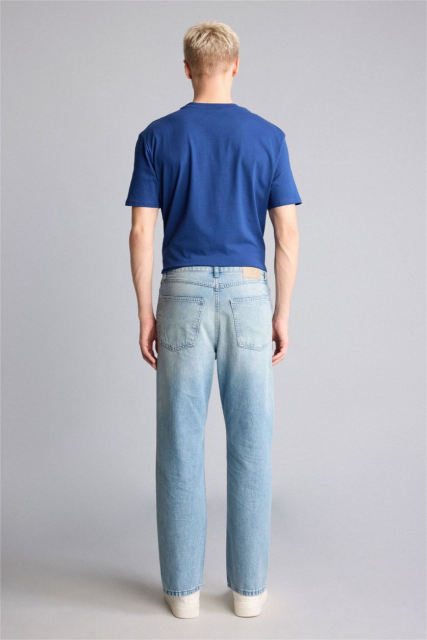 Men Light Blue Baggy Fit Trousers