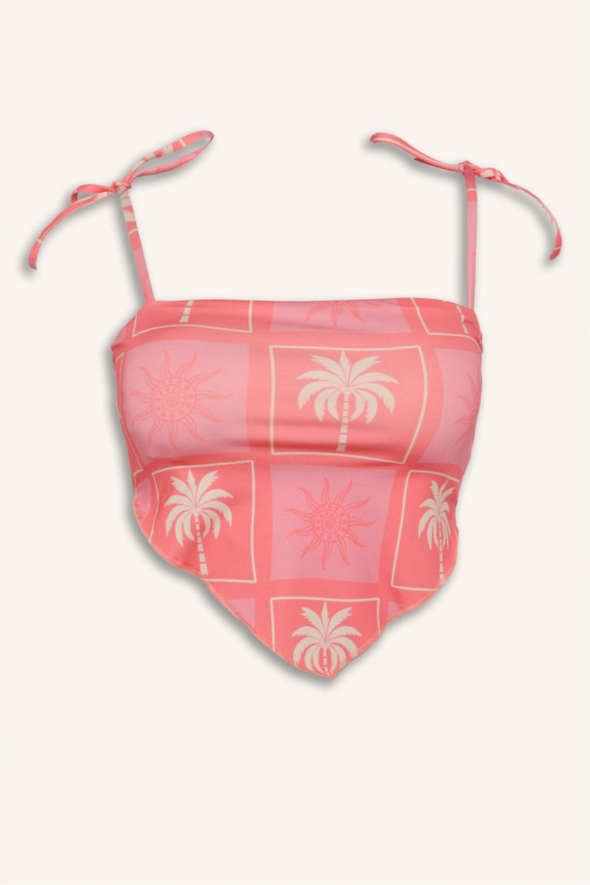 WOMAN Coral Jaquette x DeFacto Palm Tree Pattern Bikini Top