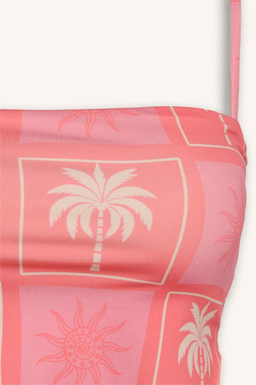 WOMAN Coral Jaquette x DeFacto Palm Tree Pattern Bikini Top