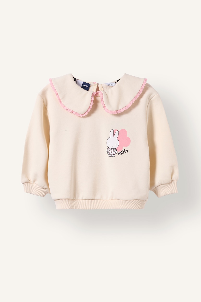 Kız Bebek Ekru Miffy Bebe Yaka Kalın Sweatshirt Kız Bebek